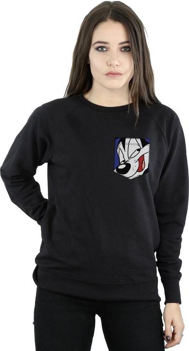 Actual product image Looney Tunes Womens/Ladies Pepe Le Pew Face Faux Pocket Sweatshirt (XXL)