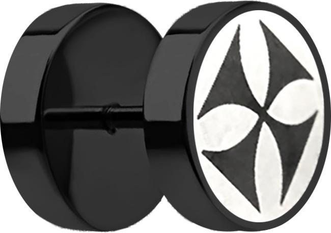 Produktbild Star Piercing Fake Plug schwarz mit Kreuz (ohne Messing, Chirurgenstahl 316L)