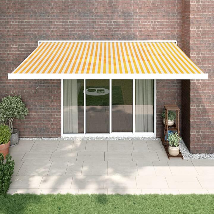 Produktbild VidaXL Gelenkarmmarkise Gelb und Weiss 4,5x3 m Stoff und (0.50 m)