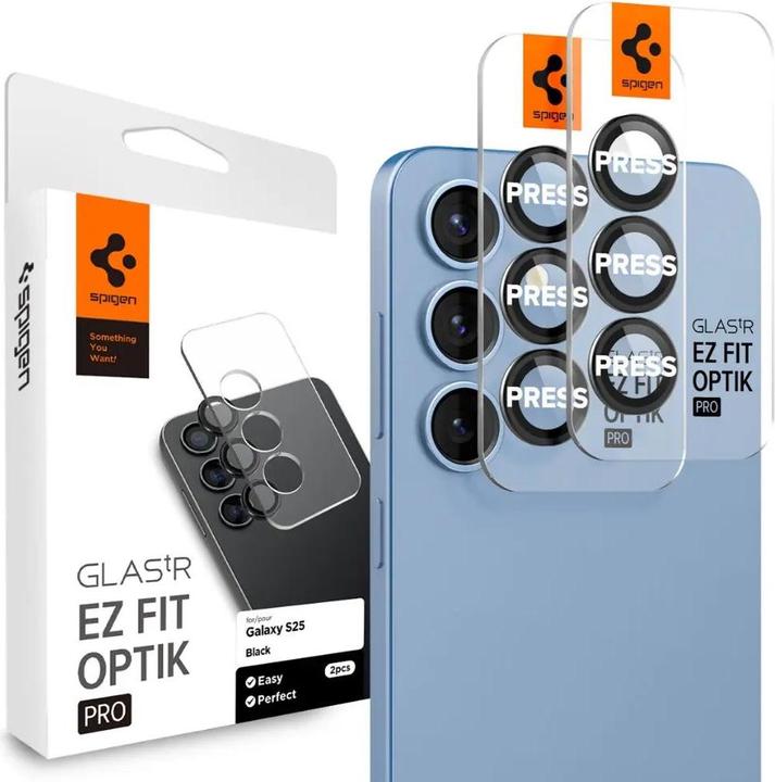 Produktbild Spigen Samsung Galaxy S25 Glas.tR EZ Fit Optik Pro HD Lens protector, 2-pack (2 Stück, Samsung Galaxy S25)