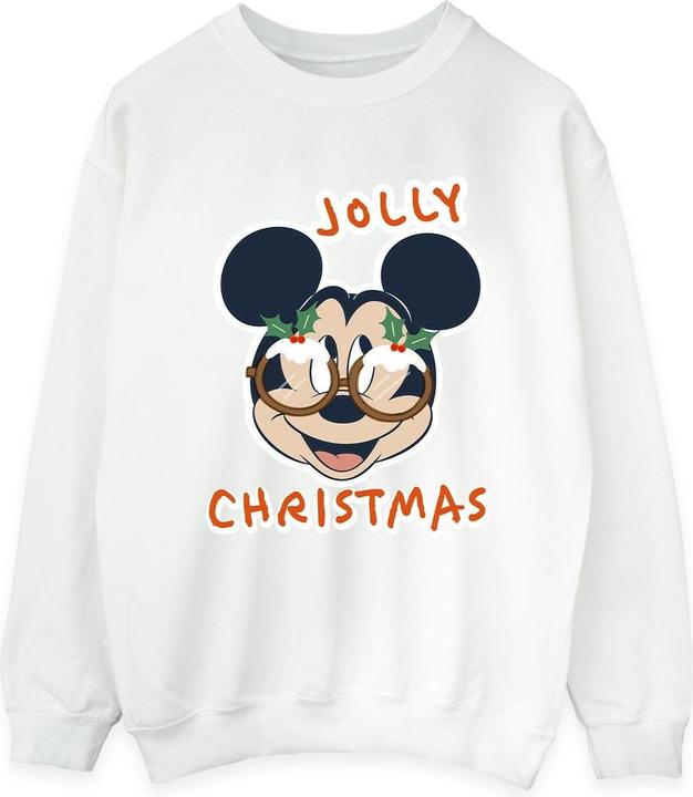Actual product image Disney Womens/Ladies Mickey Mouse Jolly Christmas Glasses Sweatshirt (4XL)