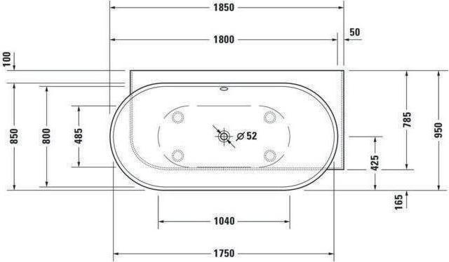 Image du produit Duravit Baignoire LUV 1850x950mm coin re 2 dossiers inclinés blanc (252 l, 185 cm, 95 cm)