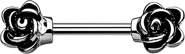 Immagine prodotto Star Piercing Barbell Stab mit Blume silber (Acciaio chirurgico 316L, senza ottone)