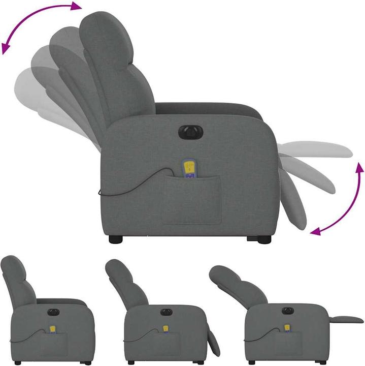 Produktbild VidaXL Elektrischer Massagesessel mit Aufstehhilfe Dunkelgrau Stoff