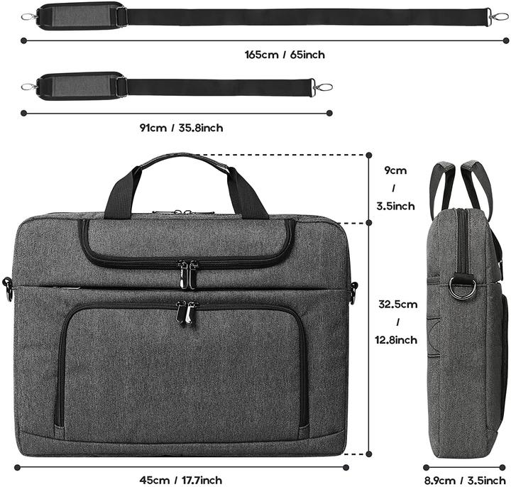 Produktbild Bertasche Laptoptasche 17-17.3 Zoll (Dunkelgrau)