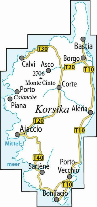 Produktbild ADFC-Radtourenkarte F-KOR 7-Tage-Radtour Korsika, 1:100.000, reiss- und wetterfest, E-Bike geeignet
