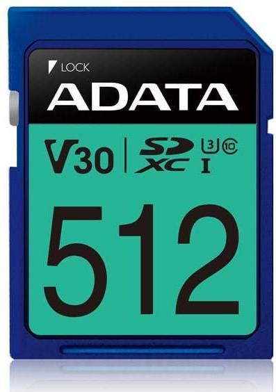 Adata Premier Pro SDXC UHS-I U3 Class 10 (V30S) (512 GB, SDXC, U3, UHS-I)