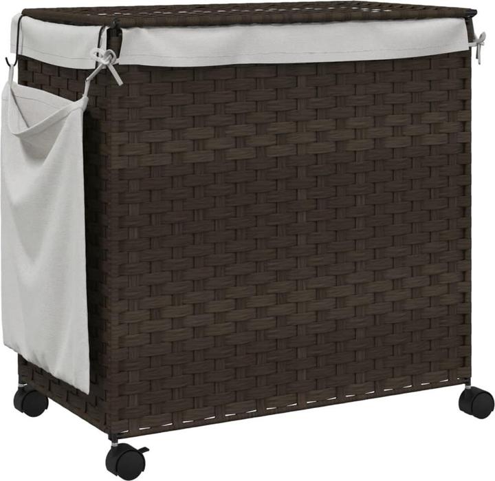 Actual product image VidaXL Laundry basket with castors Dark brown 60x35x60.5 cm