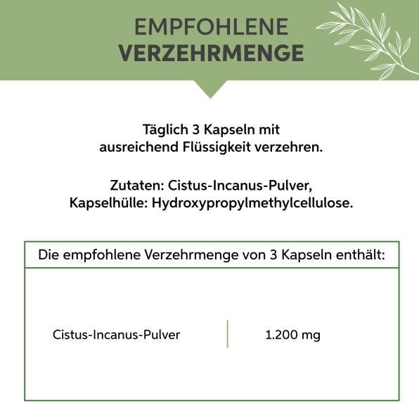 Nährwerte und Zutaten Eltabia Cistus Incanus Kapseln 200 (200 Stück, Kapseln)