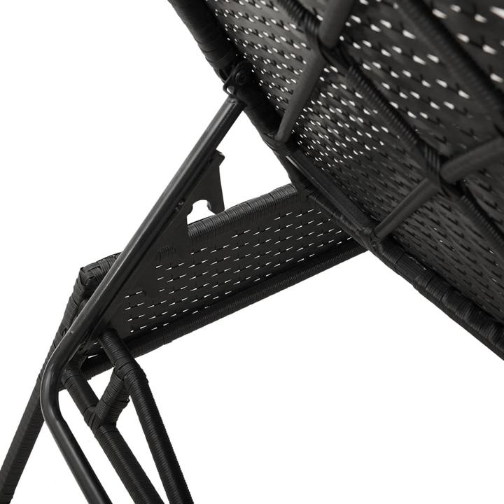 Produktbild VidaXL Sonnenliege mit Tisch Gartenliege Relaxliege 2 Stk. Schwarz Poly Rattan (35 cm)