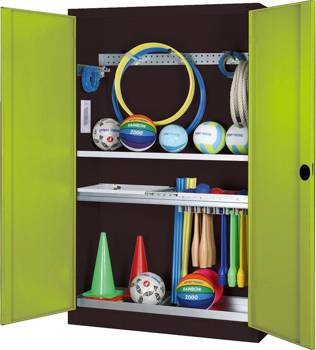 Produktbild C+P Modul-Sportgeräteschrank mit Komplettausstattung (HxBxT: 195x120x50 cm, mit Vollblech-Flügeltüren)
