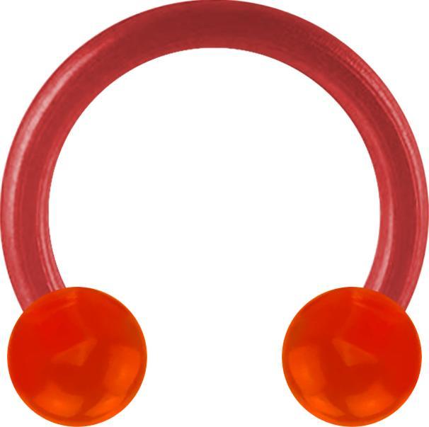 Star Piercing Micro Circular Barbell rot transparent mit zwei Kugeln (ohne Messing, Acryl)