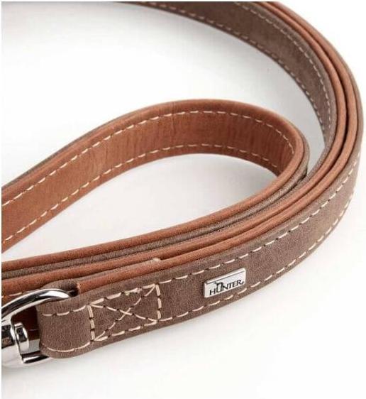 Actual product image Hunter koleather leash Porto tobacco/cognac long wide (M, Dog)