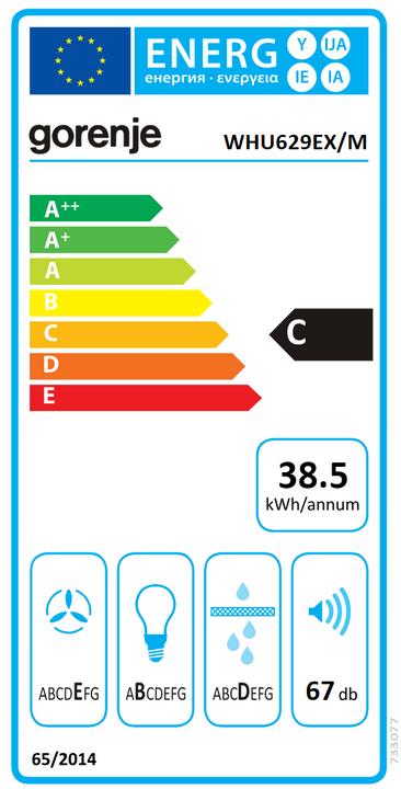 Energy Label Gorenje Undercounter Cooker Hood WHU629EX M 733041 (Substructure hood)