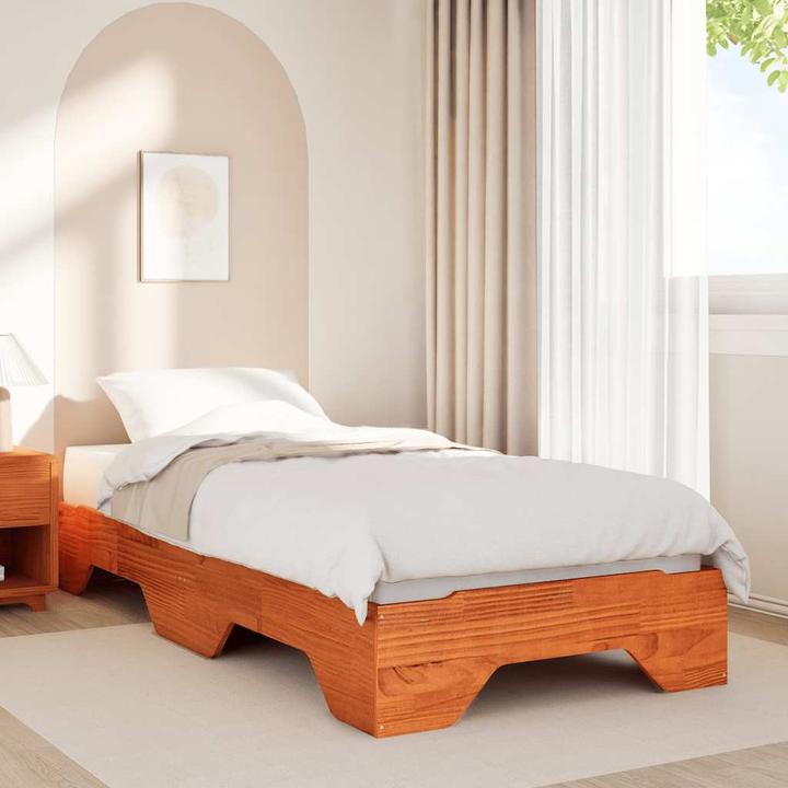 Immagine prodotto VidaXL Letto in legno massiccio senza materasso Struttura letto impilabile marrone cera 80x200 cm (80 x 200 cm)