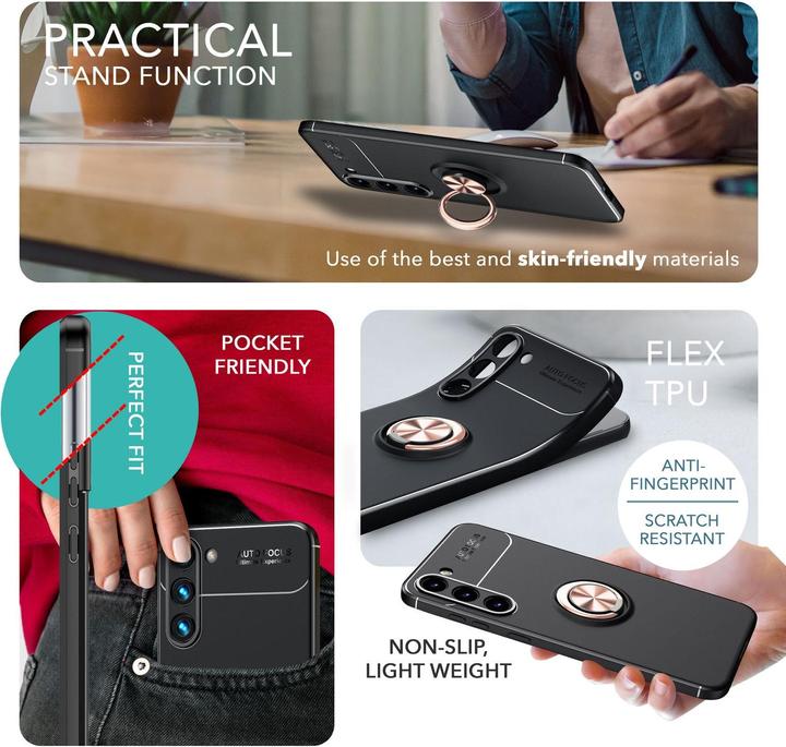 Produktbild Nalia Matte Ring Silikon Hülle mit 2x Displayschutz (Samsung Galaxy S23)