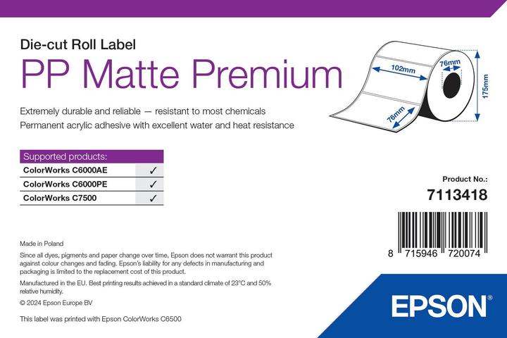 Image du produit Epson Pp Matte Label Prem Die-Cut