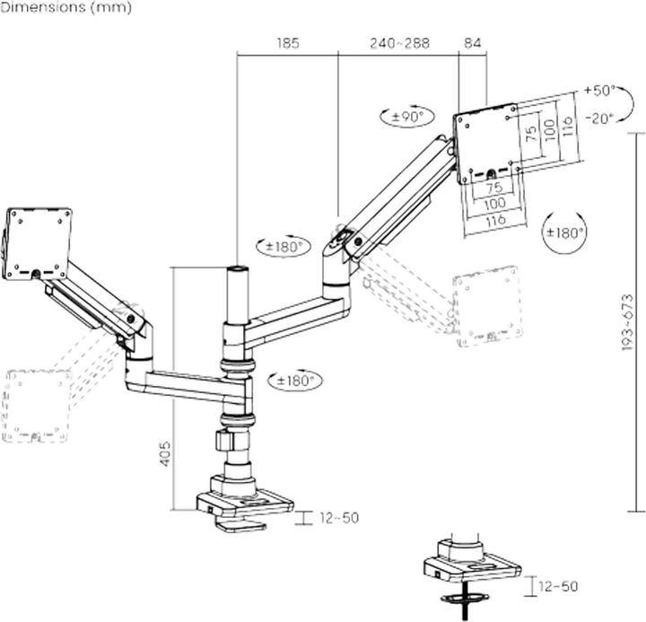 Immagine prodotto Wiltec Supporto doppio per monitor da scrivania fino a 20 kg Supporto per monitor VESA