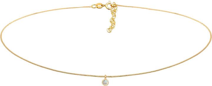 Elli Choker, Edelsteinkette (925 Sterling Silber vergoldet, Labradorit, 36 cm)