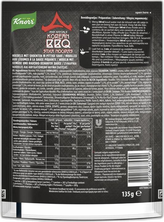 Actual product image Knorr Asia Specials Korean BBQ Style Noodles (135 g)
