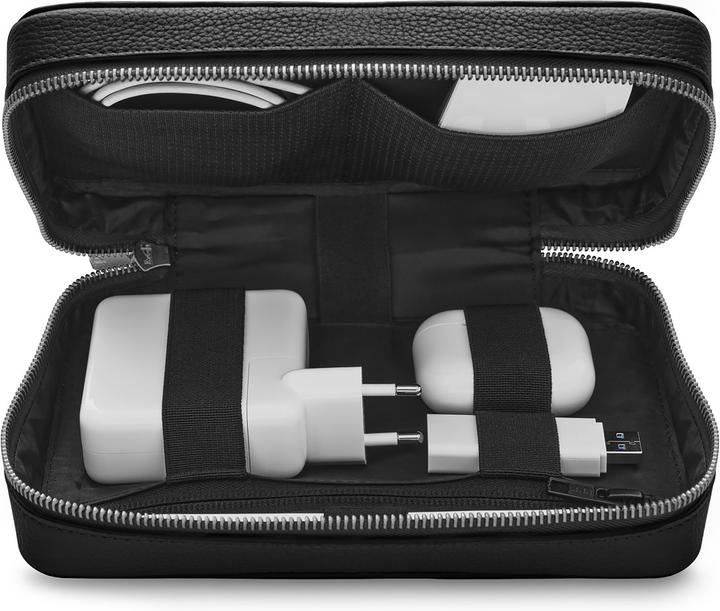 Woolnut Leather Tech Organizer -tarvikelaukku, musta