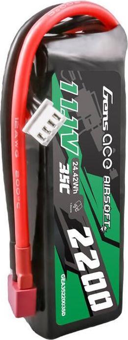 Actual product image Gens Ace 35C 2200mAh 3S1P 11.1V Airsoft Gun Lipo Battery with T Plug (11.10 V, 2200 mAh)