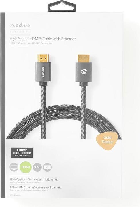 Immagine prodotto Nedis Cavo HDMI ad alta velocità con Ethernet| Spina HDMI| 4Ka60Hz| - Cavo - Digitale/D (5 m, HDMI)