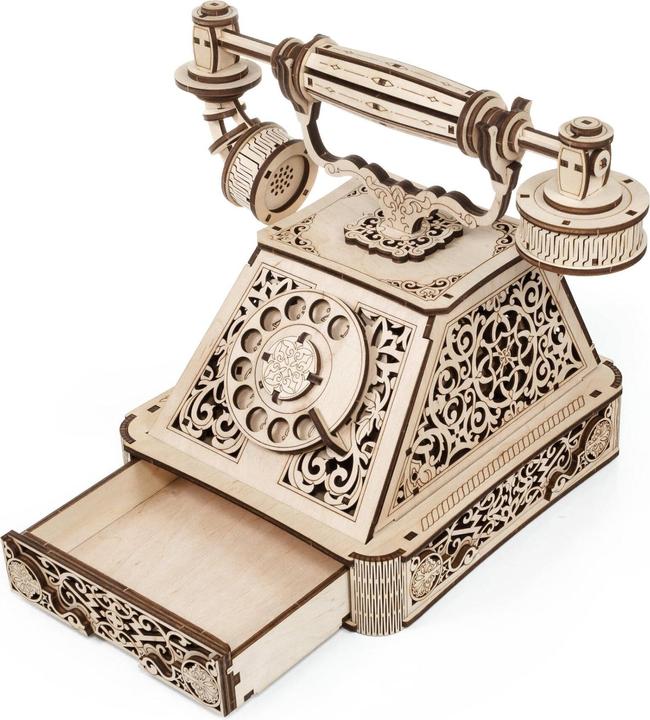 Actual product image Eco Wood Art Mechanical 3D wooden-puzzle - Retro telephone