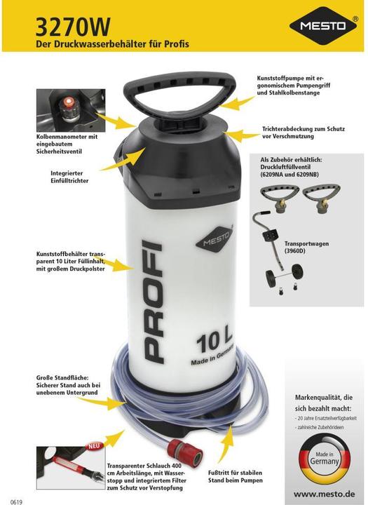 Produktbild Mesto Drucksprüher PROFI H2O 10 l (12.50 l)