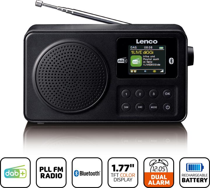 Actual product image Lenco PDR-033BK (DAB+, FM, Bluetooth)