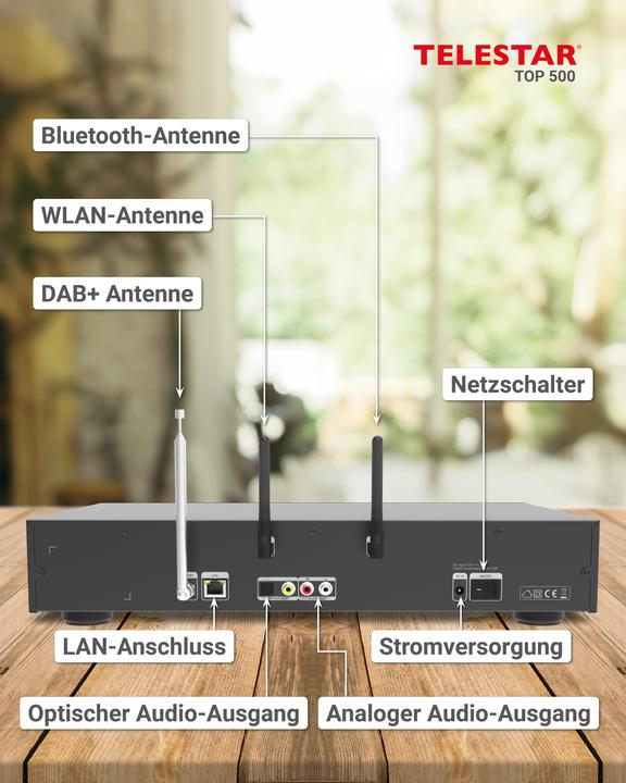 Produktbild Telestar TOP 500 sw HiFi-Tuner 43cm,Internet/DAB+/UKW,Streaming,BT,HM (Radio Tuner)