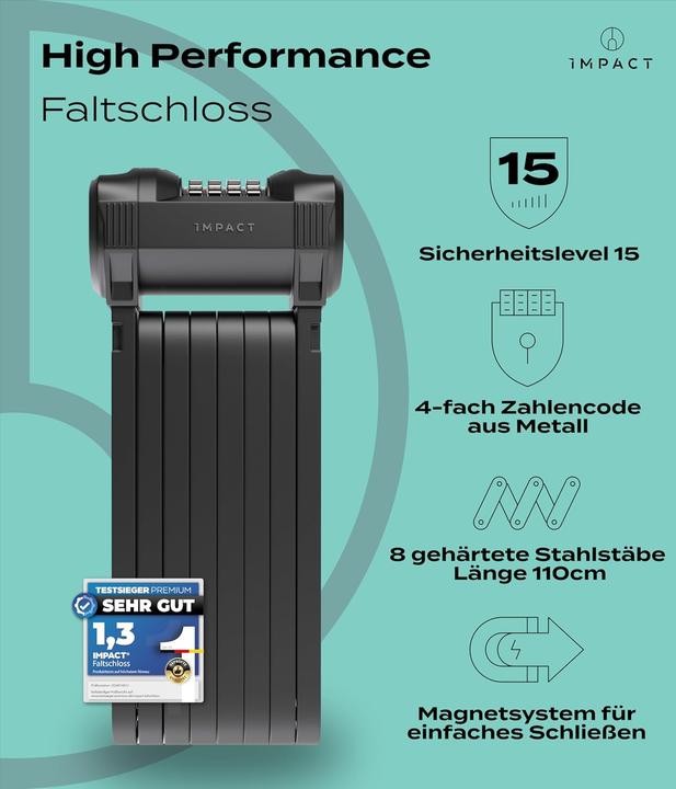Image du produit Impact Bike Accessories PortaLock 15 - Velo-Zahlenschloss (110 cm)