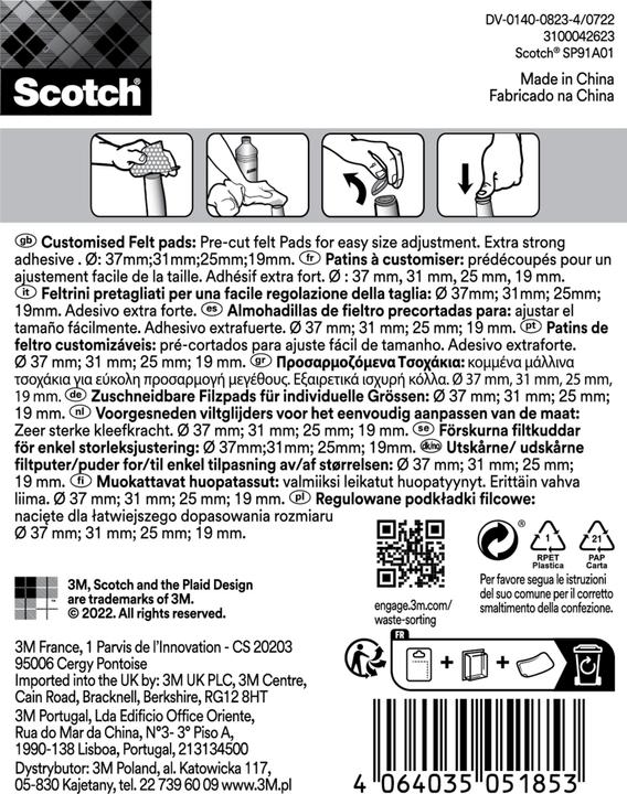 Image du produit Scotch Échelle de pieds de chaise (Planeurs en feutre, 4 pièce(s))