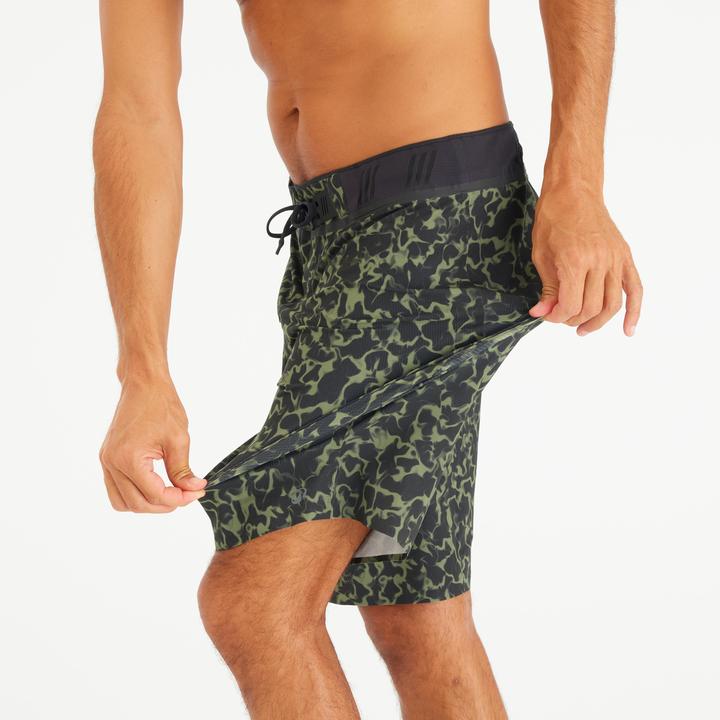 Actual product image Olaian Boardshorts Surfen Herren lang 900 20" Morpho Army grün (42)