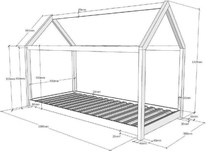 Image du produit Vipack Lit de maison Cabane (90 x 200 cm)