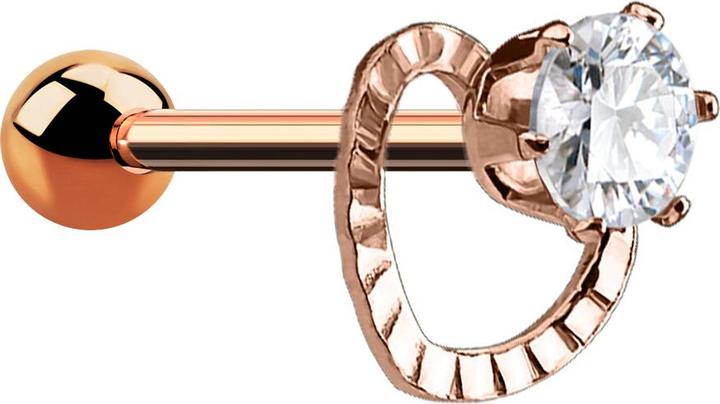 Produktbild Star Piercing Micro Barbell rosegold Kristall mit Herz (Chirurgenstahl 316L, Messing)