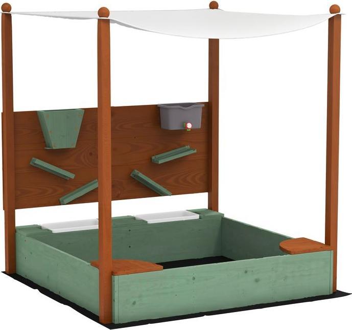 Produktbild Swisshandel24 Sandkasten mit Dach, 116 x 112,5 cm Sandkiste aus Holz für 3-6 Jahre Kinder Grün