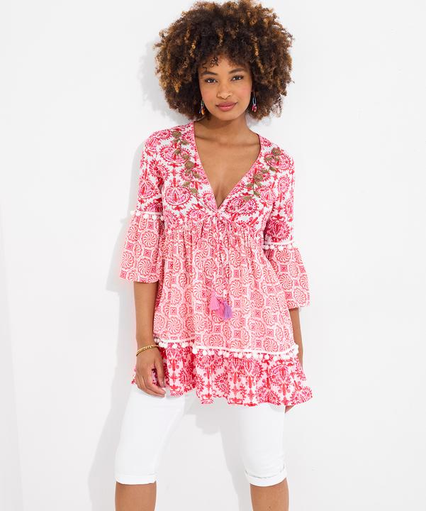 Actual product image Joe Browns Floral Print Tassel Trim Cotton Tunic (12)