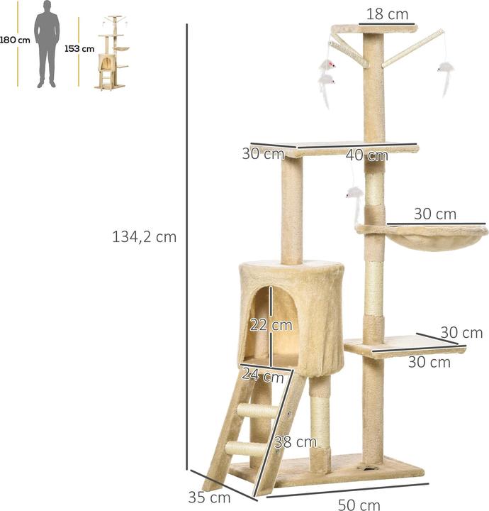 Produktbild Jamb Katzenbaum (134.20 cm, Beige und Weiss)