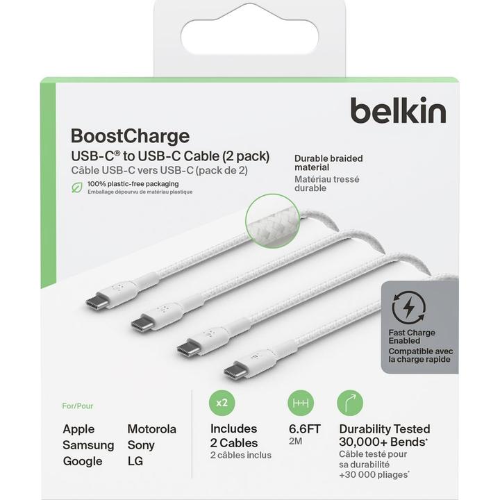 Produktbild Belkin USB-C to USB-C Braided PVC 2m Twin Pack (2 m, USB 2.0)