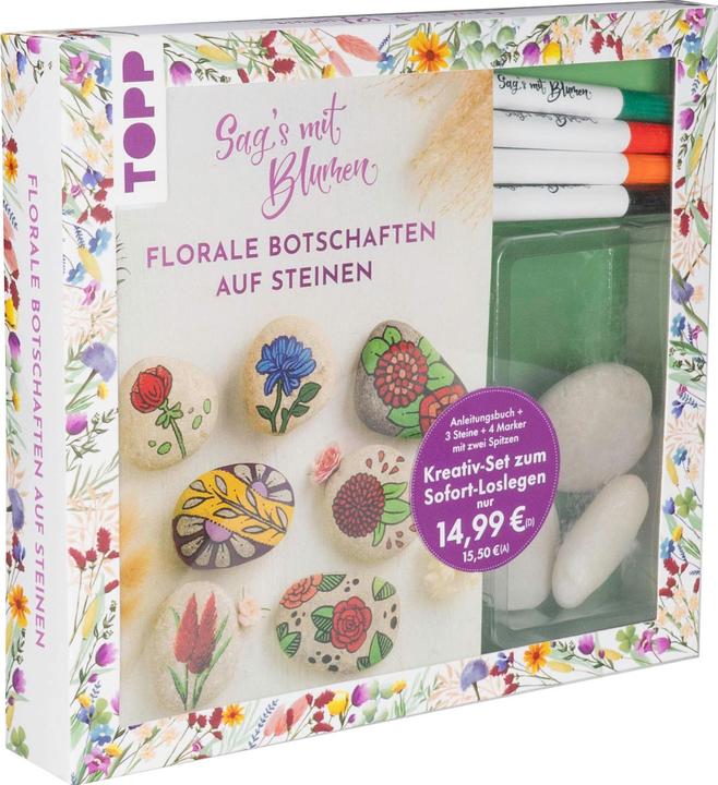 Image du produit Kreativ-Set: Sag's mit Blumen - Florale Botschaften auf Steinen. Mit Anleitungsbuch und Mat (Allemand, Ludmila Blum, 2024)