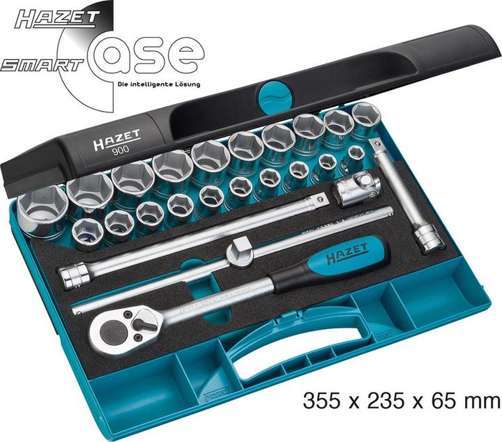 Produktbild HAZET Steckschlüssel Satz 900 ∙ Vierkant12,5 mm (1/2 Zoll) ∙ Aussen Sechskant-Tractionsprofil ∙ 10 -… (31 mm, 26 mm, 22 mm, 17 mm, 28 mm, 16 mm, 24 mm, 21 mm, 14 mm, 29 mm, 10  mm, 30 mm, 23 mm, 20 mm, 19 mm, 27 mm, 15 mm, 25 mm, 13 mm, 32 mm, 18 mm, 11 mm, 12 mm)