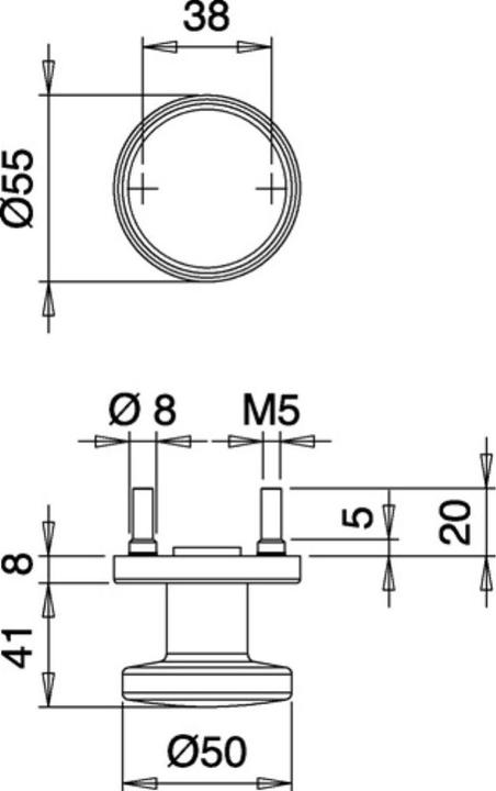 Actual product image EDI Door knob K7/050/02 stainless steel F00 straight knob (Door knob)