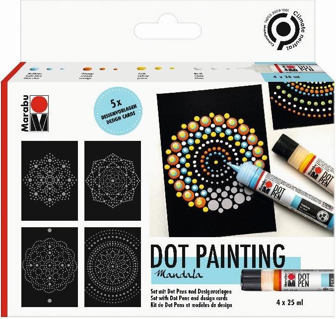 Actual product image Marabu Dot colour Dot Pen Set ""Mandala"", 4 x 25 ml water-based, in liner, dries matt and raised a