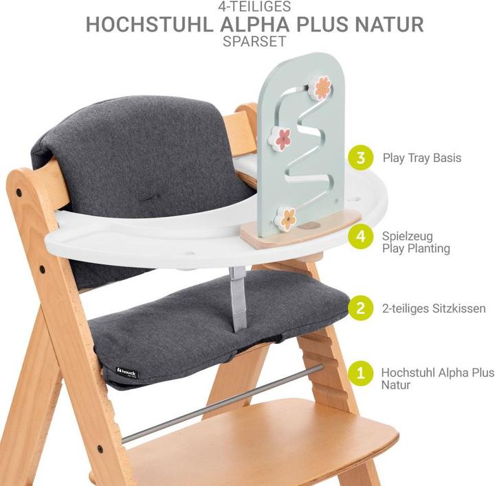 Produktbild Hauck Hochstühle Hochstuhl Alpha Plus Natur im Sparset - inkl. (Hochstuhl)