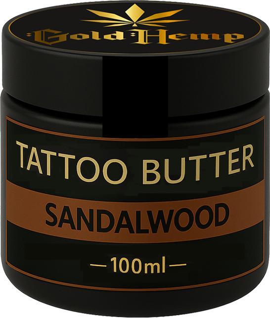 Actual product image GoldHemp Tattoo Aftercare Sandalwood 30ml (Panthenol, Cannabis Sativa Seed Oil, Cocos nucifera oil, Tocopherol, Flavor, Coumarin, Cera Alba, Cannabidiol, Linalool, Vitis Vinifera Sees Oil, Limonene, Pantolactone)