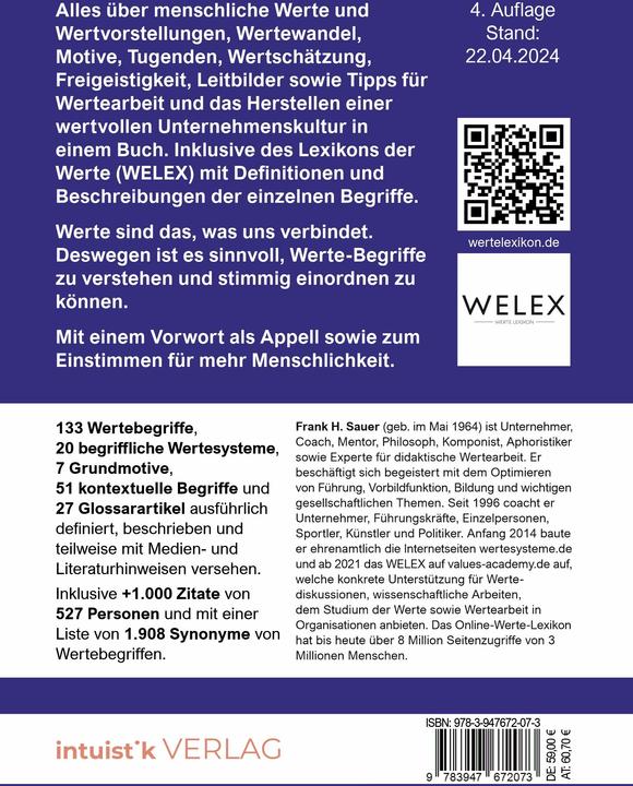 Nährwerte und Zutaten Das grosse Buch der Werte 2024 (Deutsch, Frank H. Sauer, VINCI 3000 GmbH, 2024)