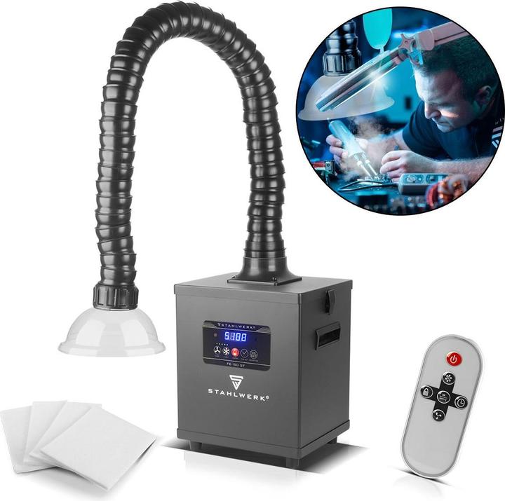 Produktbild Stahlwerk Rauchabsaugung FE-150 ST mit 3-fach-Filter und 150 W Absauganlage (Absauganlage)