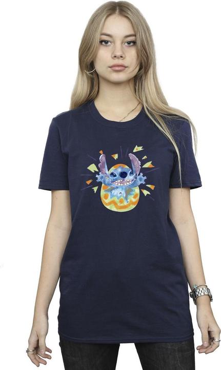 Actual product image Disney Womens/Ladies Lilo & Stitch Cracking Egg Cotton Boyfriend T-Shirt (XL)