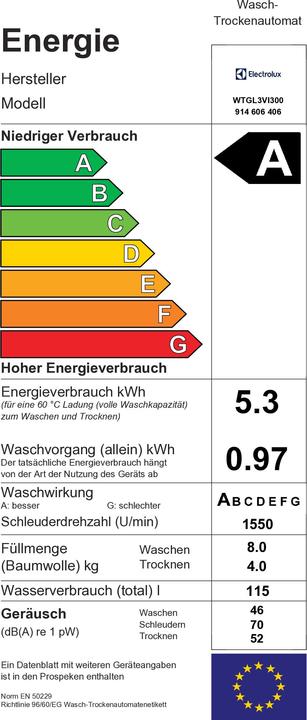 Energie-Label Electrolux WTGL3VI300 (EU-Stecker)